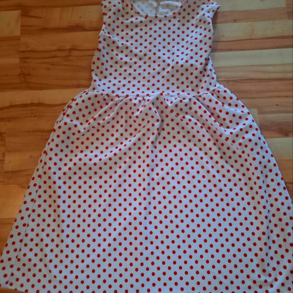 Paolino red and white polka dot dress, size med/large